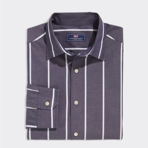 Men’s Vineyard Vines Shirt Long Sleeves Poplin Stretch NEW In Pack Naut … - Picture 2 of 9